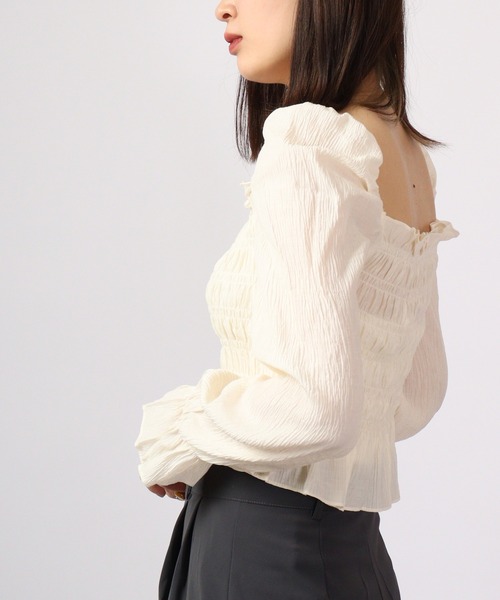 &soiree(アンドソワレ)の「&soiree ワッシャーシャーリングブラウス(シャツ/ブラウス・レディース・ブラック/ラベンダー/ホワイト・M)」の7枚目の写真