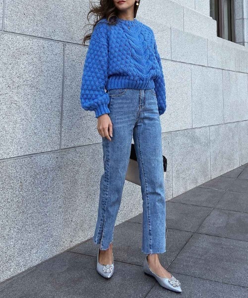 esutoreja(エストレジャ)の「チャンキーカラーニット(ニット/セーター・レディース・アイボリー/ブルー/ブラック・FREE)」の9枚目の写真