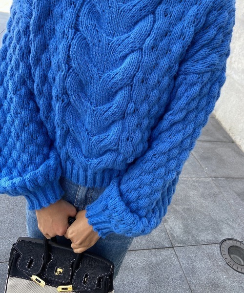 esutoreja(エストレジャ)の「チャンキーカラーニット(ニット/セーター・レディース・アイボリー/ブルー/ブラック・FREE)」の8枚目の写真