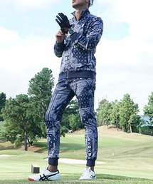 【DIVINER GOLF】ゴルフ セットアップ メンズ ペイズリー柄 スタンドジャケット+ジョガーパンツ ゴルフウェア ストレッチ 上下セット 春服 冬服