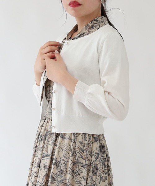 バックレースショートニットカーディガン（カーディガン/ボレロ