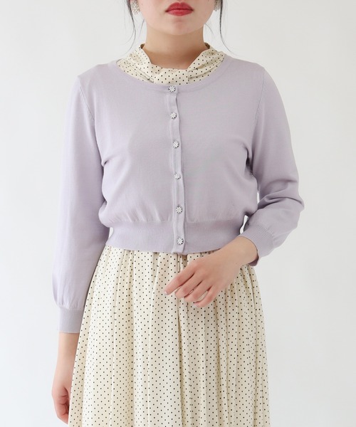 ASTORIA ODIER（アストリアオディール）の「バックレースショートニットカーディガン（カーディガン/ボレロ・レディース・ブラック/ラベンダー/ホワイト/ネイビー/ブラウン・LARGE/MEDIUM/SMALL）」の13枚目の写真