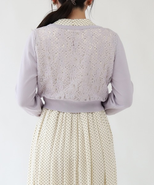 ASTORIA ODIER（アストリアオディール）の「バックレースショートニットカーディガン（カーディガン/ボレロ・レディース・ブラック/ラベンダー/ホワイト/ネイビー/ブラウン・LARGE/MEDIUM/SMALL）」の15枚目の写真