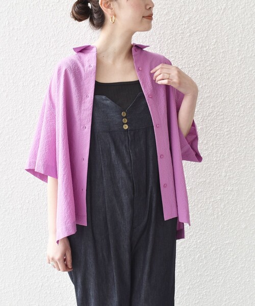 セール】*〈洗濯機可能〉ドビー ルーズ フィット シャツ