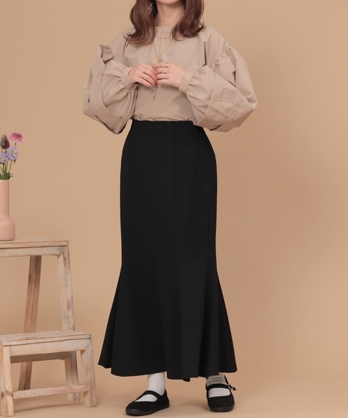 mil（ミル）の「【150㎝前後の小柄さんサイズ】ツイルマーメイドスカート（スカート・レディース・ラベンダー/ベージュ/ブラック・XS/S）」の4枚目の写真