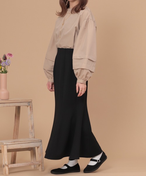 mil（ミル）の「【150㎝前後の小柄さんサイズ】ツイルマーメイドスカート（スカート・レディース・ラベンダー/ベージュ/ブラック・XS/S）」の5枚目の写真