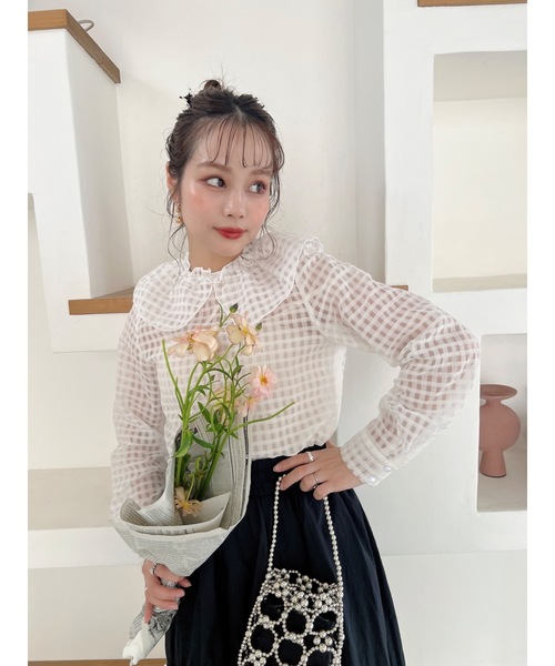JUMELLE(ジュメロ)の「チェックフリルトップ(シャツ/ブラウス・レディース・ピンク/ホワイト・FREE)」の18枚目の写真