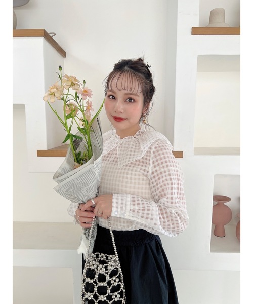 JUMELLE(ジュメロ)の「チェックフリルトップ(シャツ/ブラウス・レディース・ピンク/ホワイト・FREE)」の19枚目の写真