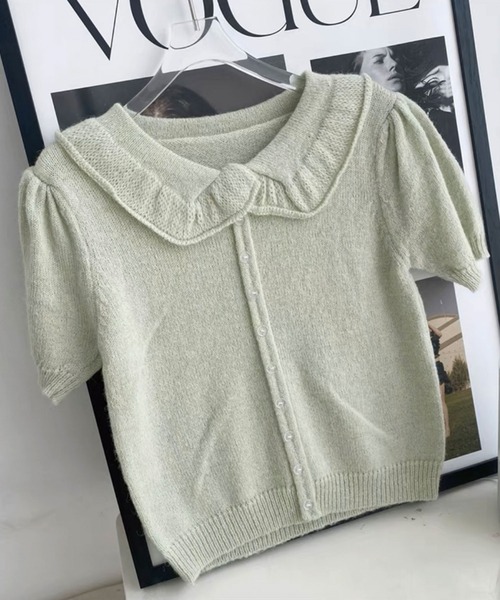 SPIGA（スピーガ）の「襟付き半袖ﾆｯﾄ（ニット/セーター・レディース・ベージュ/ホワイト/ミント・FREE）」の3枚目の写真