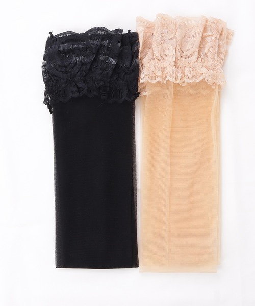 Lace Ladies（レースレディース）の「5枚セット レース付き ストッキング（タイツ/ストッキング・レディース・ベージュ/ブラック・FREE）」の3枚目の写真