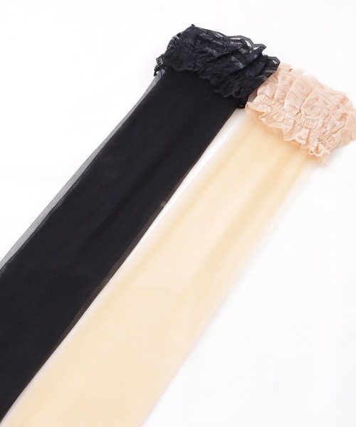 Lace Ladies（レースレディース）の「5枚セット レース付き ストッキング（タイツ/ストッキング・レディース・ベージュ/ブラック・FREE）」の4枚目の写真