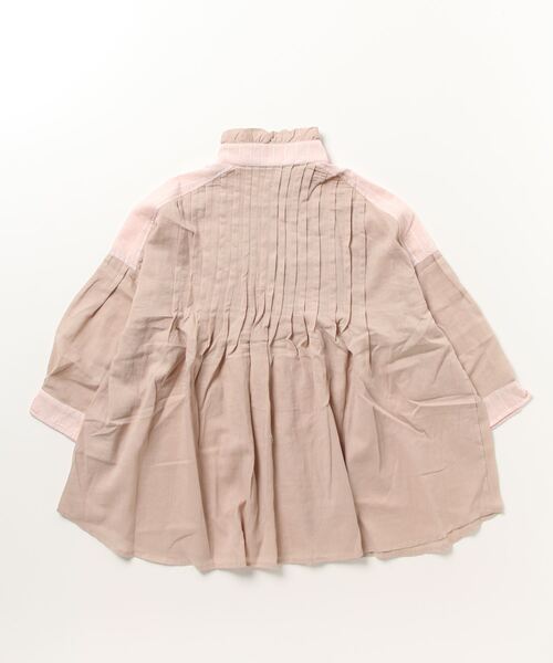 sandy（サンディー）の「sandy/ストライブ切り替えスタンドフリルピンタックブラウス（シャツ/ブラウス・レディース・ピンク/ブルー/オフホワイト・FREE）」の4枚目の写真
