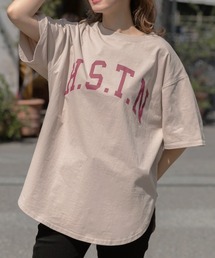 大人カジュアル 綿100% オーバーサイズ カレッジ ロゴ ドロップ ショルダー Tシャツ トップス