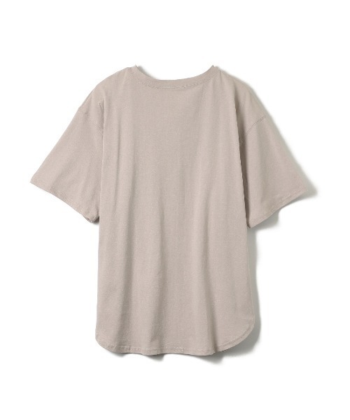 2色 Tシャツ トップス バックロゴ ラウンド ドロップショルダー オープンバック Tシャツ 背中開き ドロップショルダー トップス