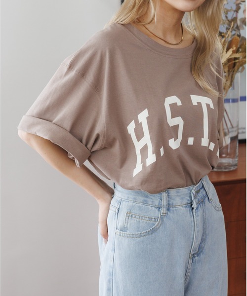 4色 Tシャツ トップス ロゴ ドロップショルダー カジュアル派 ♪ 楽天市場】Aloud Cue hearty プリント ロゴ Tシャツ トップス 七