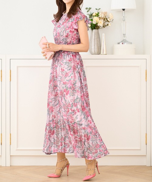 Prima Scherrer(プリマシェレル)の「フラワープリント リングレース スタンドネック ワンピース Prima Scherrer(ワンピース・レディース・ネイビー/サックスブルー/ピンク/ホワイト/ライトピンク/ミント/ラベンダー/ダークネイビー/ホワイト系その他/チェリーピンク/ブラック/ピンクベージュ・フリー/S)」の9枚目の写真
