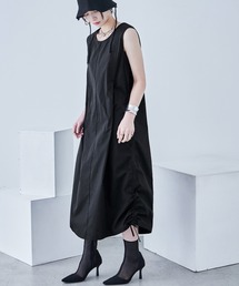 サイドシャーリング ノースリーブワンピース