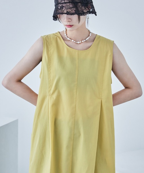 Fashion Letter（ファッションレター）の「サイドシャーリング ノースリーブワンピース（ワンピース・レディース・オフホワイト/イエロー/ブラック・M）」の21枚目の写真
