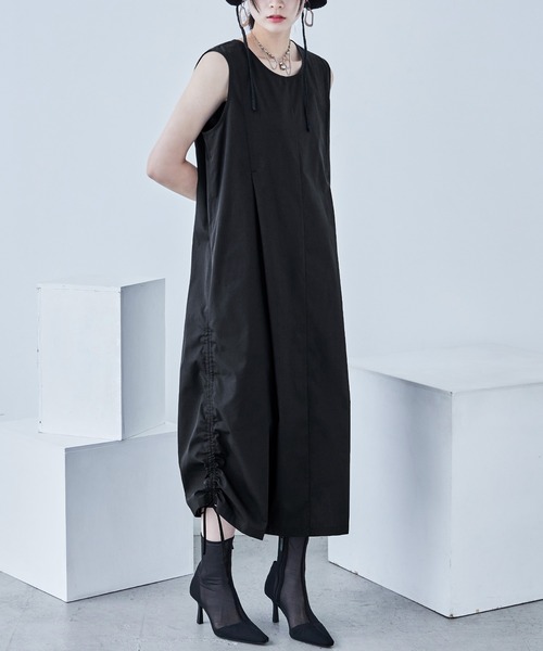 Fashion Letter（ファッションレター）の「サイドシャーリング ノースリーブワンピース（ワンピース・レディース・オフホワイト/イエロー/ブラック・M）」の14枚目の写真