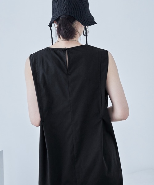 Fashion Letter（ファッションレター）の「サイドシャーリング ノースリーブワンピース（ワンピース・レディース・オフホワイト/イエロー/ブラック・M）」の10枚目の写真