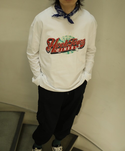HOOK（フック）の「アメカジヴィンテージ風ロゴプリントロング長袖TEE（Tシャツ/カットソー・メンズ・ネイビー/ブラック/ホワイト・XL/L/M）」の20枚目の写真