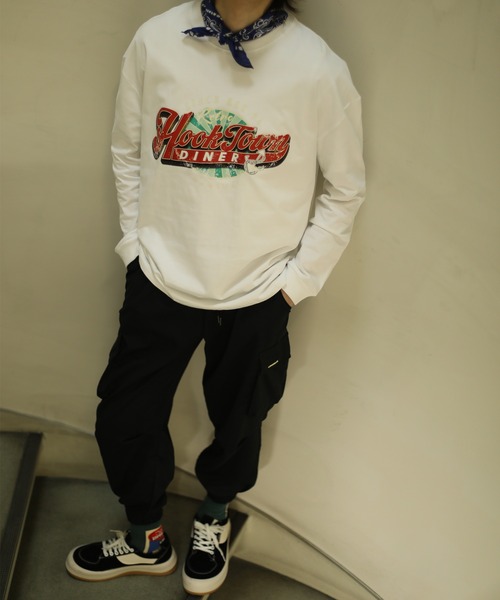 HOOK（フック）の「アメカジヴィンテージ風ロゴプリントロング長袖TEE（Tシャツ/カットソー・メンズ・ネイビー/ブラック/ホワイト・XL/L/M）」の22枚目の写真
