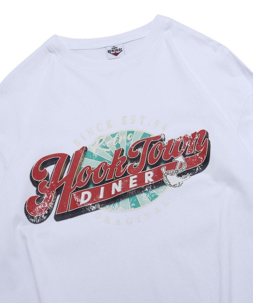 HOOK（フック）の「アメカジヴィンテージ風ロゴプリントロング長袖TEE（Tシャツ/カットソー・メンズ・ネイビー/ブラック/ホワイト・XL/L/M）」の11枚目の写真