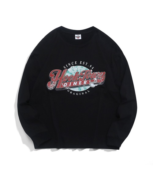HOOK（フック）の「アメカジヴィンテージ風ロゴプリントロング長袖TEE（Tシャツ/カットソー・メンズ・ネイビー/ブラック/ホワイト・XL/L/M）」の7枚目の写真