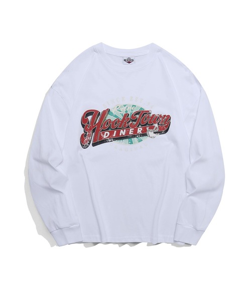 HOOK（フック）の「アメカジヴィンテージ風ロゴプリントロング長袖TEE（Tシャツ/カットソー・メンズ・ネイビー/ブラック/ホワイト・XL/L/M）」の5枚目の写真