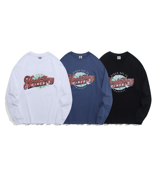 HOOK（フック）の「アメカジヴィンテージ風ロゴプリントロング長袖TEE（Tシャツ/カットソー・メンズ・ネイビー/ブラック/ホワイト・XL/L/M）」の4枚目の写真
