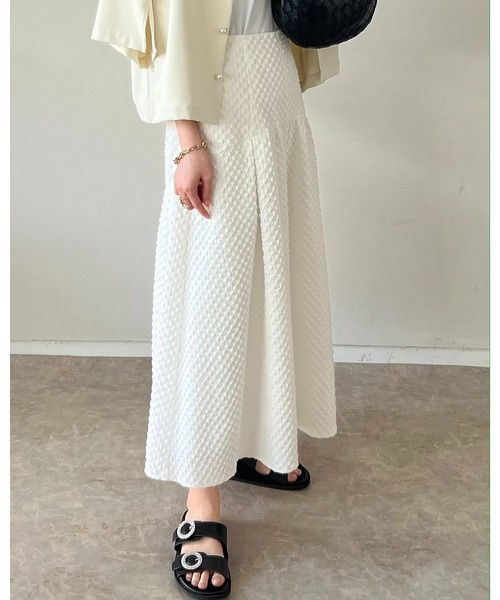 Emma Taylor（エマテイラー）の「ジャガードフレアスカート（スカート・レディース・ホワイト/ブラック・FREE）」の3枚目の写真