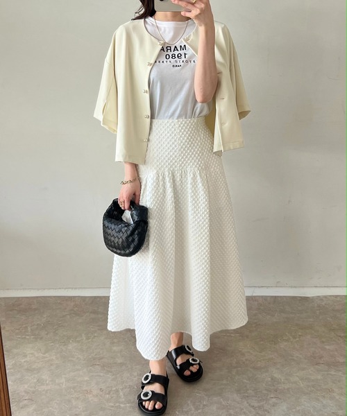 Emma Taylor（エマテイラー）の「ジャガードフレアスカート（スカート・レディース・ホワイト/ブラック・FREE）」の8枚目の写真