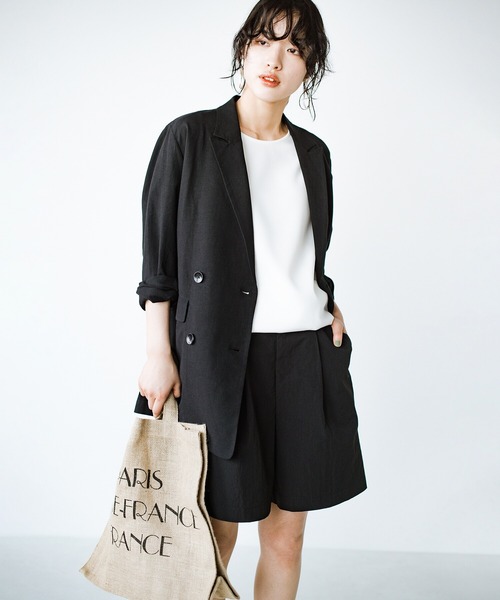 haco!(ハコ)の「サッと羽織ってかっこつく!ジャケット迷子の救世主★無敵の麻混ジャケット(その他アウター・レディース・ブラック/グレイッシュベージュ・MEDIUM/LARGE/X-LARGE/SMALL)」の10枚目の写真