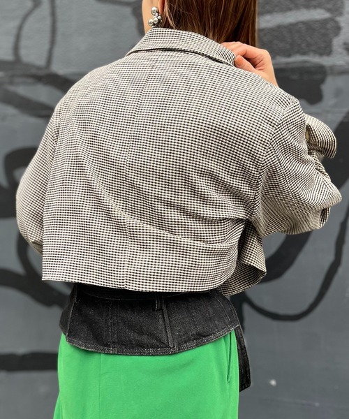 mi via loca（ミヴィアロカ）の「チェック柄クロップドジャケット（テーラードジャケット・レディース・オレンジ/アイボリー・FREE）」の19枚目の写真