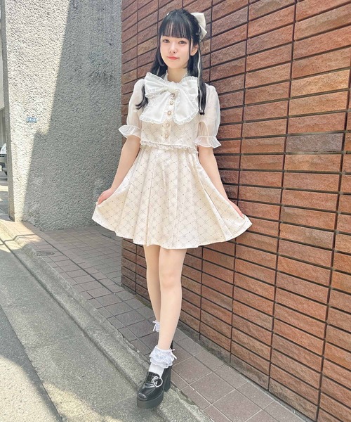 ROJITA（ロジータ）の「BIGリボンRJモノグラムワンピース（ワンピース・レディース・ブルー/アイボリー/ピンク・FREE）」の5枚目の写真