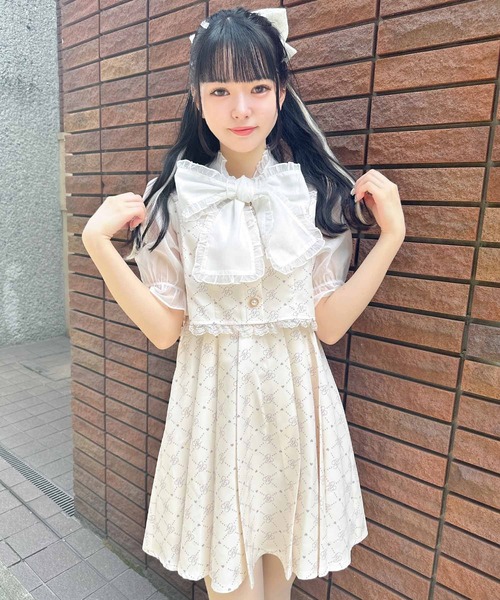 ROJITA（ロジータ）の「BIGリボンRJモノグラムワンピース（ワンピース・レディース・ブルー/アイボリー/ピンク・FREE）」の6枚目の写真