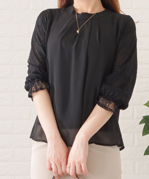 Lace Ladies(レースレディース)の「プチハイネックレース袖ブラウス(シャツ/ブラウス・レディース・アイボリー/ブラック/ピンク/グレー/ネイビー・FREE/S)」の15枚目の写真