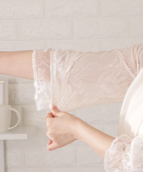 Lace Ladies(レースレディース)の「プチハイネックレース袖ブラウス(シャツ/ブラウス・レディース・アイボリー/ブラック/ピンク/グレー/ネイビー・FREE/S)」の18枚目の写真