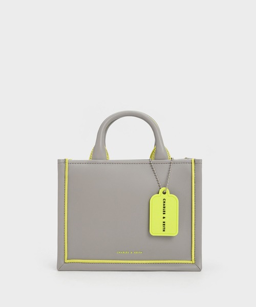 CHARLES & KEITH(チャールズ & キース)の「Jump ミニジャンプ コントラストトリムトートバッグ(トートバッグ・レディース・グレー/ブラック/オレンジ・M)」の2枚目の写真