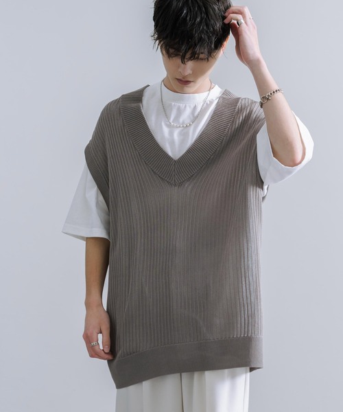 Rocky Monroe(ロッキーモンロー)の「透かし編みVネックニットベスト&白Tee(アンサンブル・メンズ・ブラック/ブルーグレー/グレイッシュベージュ/チャコールグレー・M/L)」の16枚目の写真