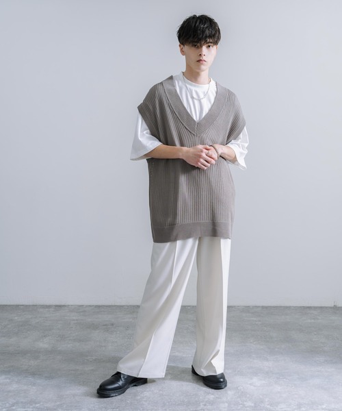 Rocky Monroe(ロッキーモンロー)の「透かし編みVネックニットベスト&白Tee(アンサンブル・メンズ・ブラック/ブルーグレー/グレイッシュベージュ/チャコールグレー・M/L)」の17枚目の写真