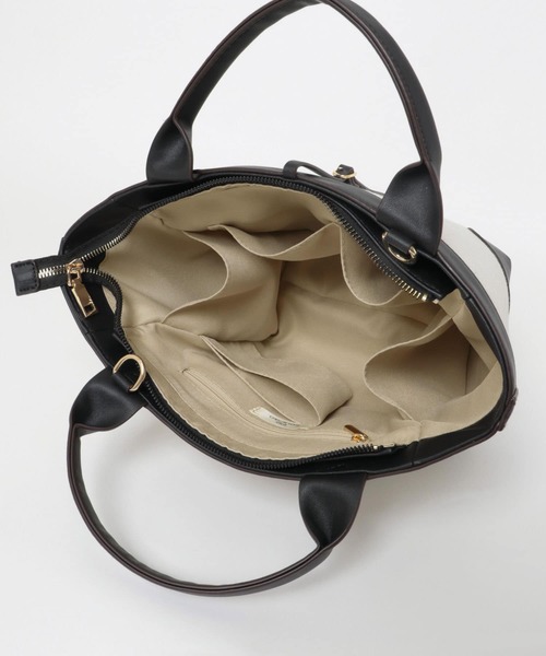 RODE SKO（ロデスコ）の「キャンバスコンビ2WAYバッグ（トートバッグ・レディース・ブラック/キャメル・ONE）」の22枚目の写真