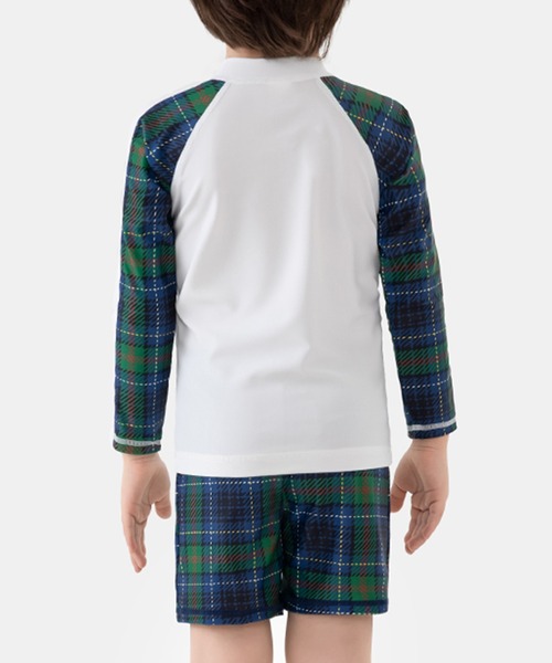 TeddyShop（テディショップ）の「キッズ 長袖プチハイネックラッシュガード+ショートパンツ+キャップ ３点セット（ラッシュガード・キッズ・ネイビー/グリーン系その他/ブルー系その他・120cm/130cm/140cm/90cm/100cm/110cm）」の7枚目の写真