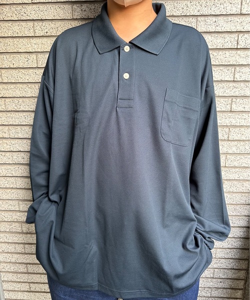ONE DAY KMC （ワンデイケーエムシー）の「KK POLOIZM / ＤＲＹ長袖ポロシャツ（ポロシャツ・メンズ・ブラック/サックスブルー/ホワイト/ネイビー/ロイヤルブルー・X3(6L～7L)）」の4枚目の写真