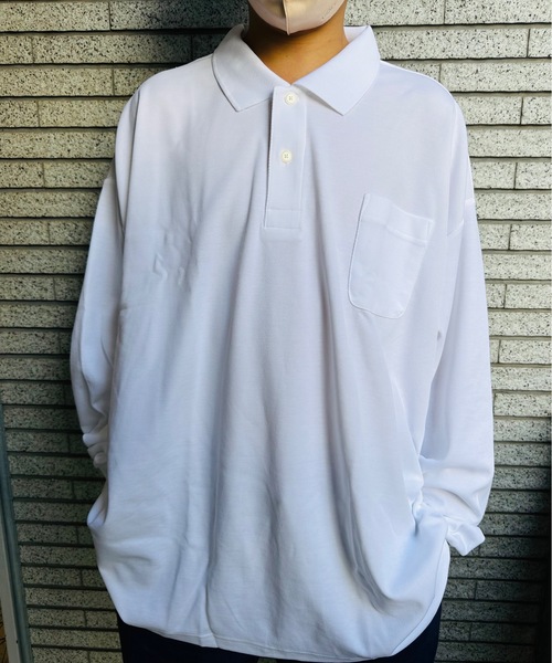 ONE DAY KMC （ワンデイケーエムシー）の「KK POLOIZM / ＤＲＹ長袖ポロシャツ（ポロシャツ・メンズ・ブラック/サックスブルー/ホワイト/ネイビー/ロイヤルブルー・X3(6L～7L)）」の2枚目の写真
