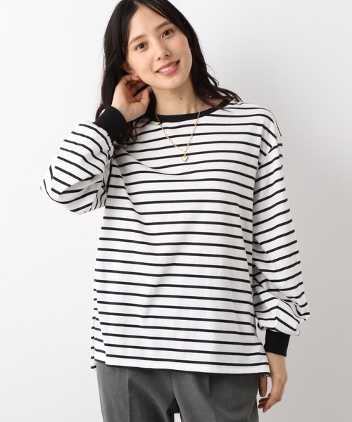 GLOBAL WORK（グローバルワーク）の「ヘビロッTEE袖ボリューム/906269（Tシャツ/カットソー・レディース・オフホワイト/ホワイト系その他/ベージュ/ベージュ系その他/ネイビー系・MEDIUM/LARGE）」の3枚目の写真
