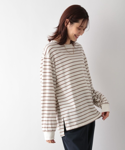 GLOBAL WORK（グローバルワーク）の「ヘビロッTEE袖ボリューム/906269（Tシャツ/カットソー・レディース・オフホワイト/ホワイト系その他/ベージュ/ベージュ系その他/ネイビー系・MEDIUM/LARGE）」の4枚目の写真