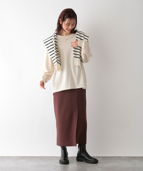 GLOBAL WORK（グローバルワーク）の「ヘビロッTEE袖ボリューム/906269（Tシャツ/カットソー・レディース・オフホワイト/ホワイト系その他/ベージュ/ベージュ系その他/ネイビー系・MEDIUM/LARGE）」の8枚目の写真