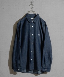 JOHN'S CLOSET | 【a】6.5oz デニム/ツイル ワンポイント刺繍 ルーズサイズ 長袖シャツ(シャツ/ブラウス)