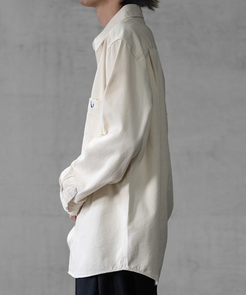 JOHN'S CLOSET（ジョンズクローゼット）の「【a】6.5oz デニム/ツイル ワンポイント刺繍 ルーズサイズ 長袖シャツ（シャツ/ブラウス・メンズ・カーキ/ネイビー/アイボリー/ブルー・MEDIUM/LARGE/X-LARGE）」の7枚目の写真